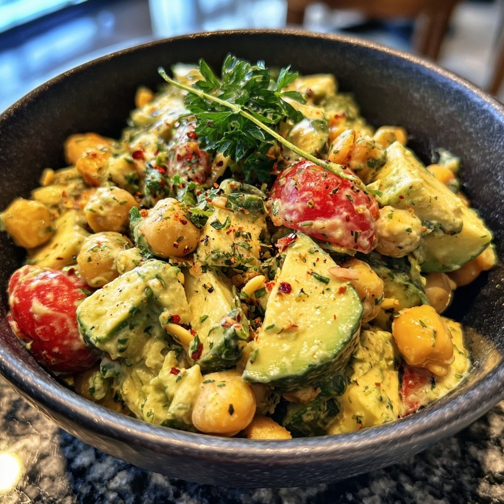 Healthy & Light Avocado Chickpea Salad