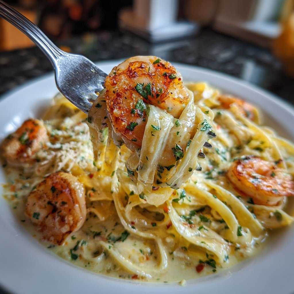 Shrimp And Garlic Cream Pasta