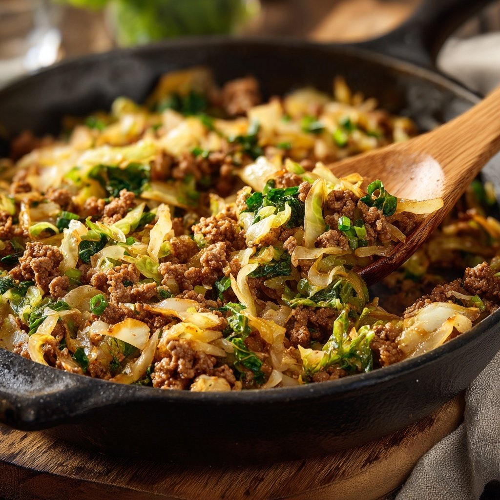 Ground Beef And Cabbage Skillet